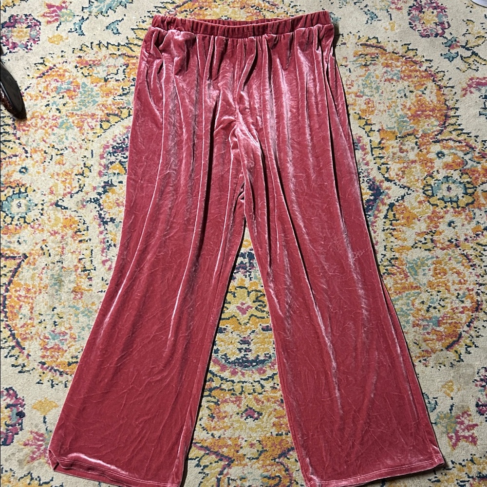 Velvet Pink Wide-Leg‎ Pants Indigo Rose 3X
